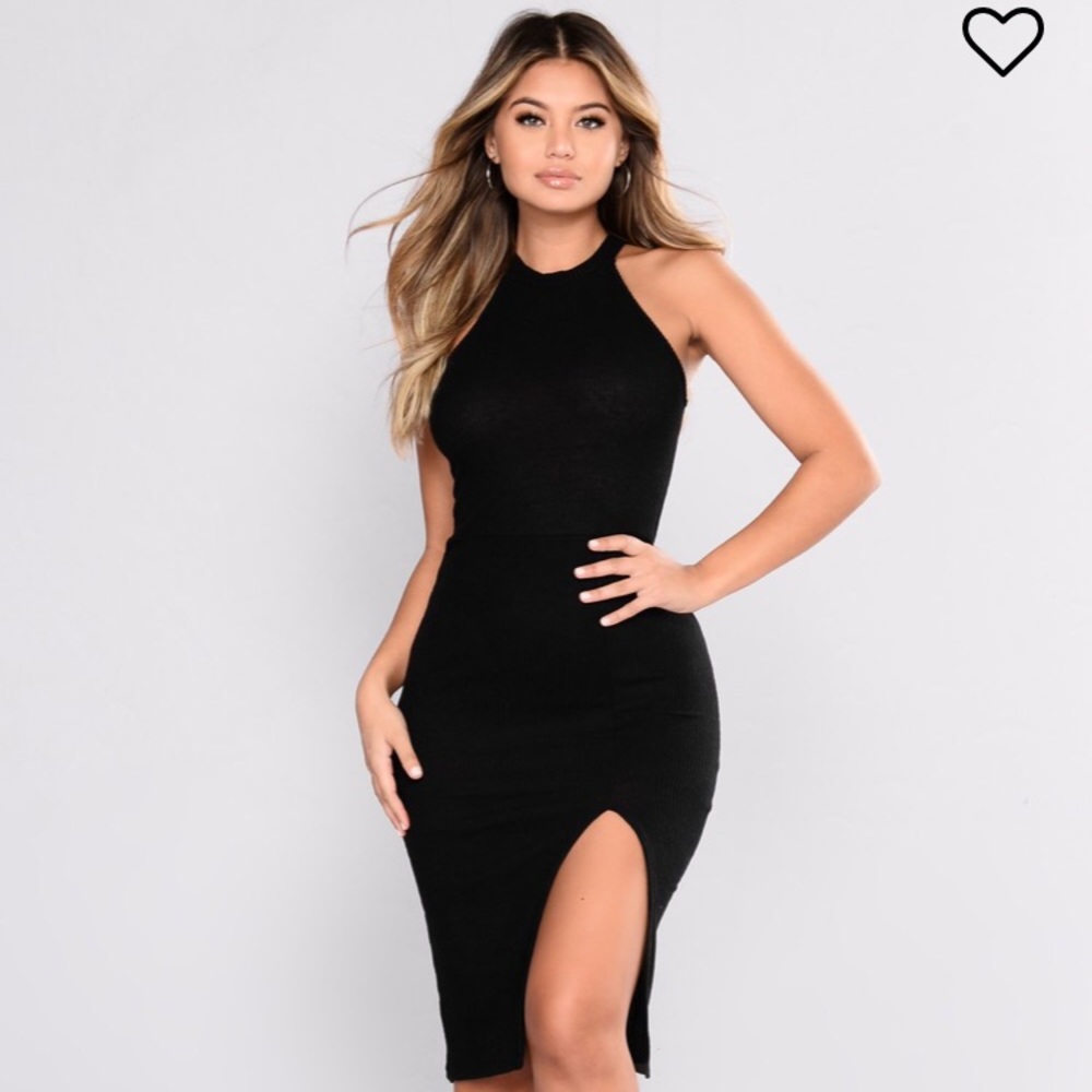 Black ribbed dress